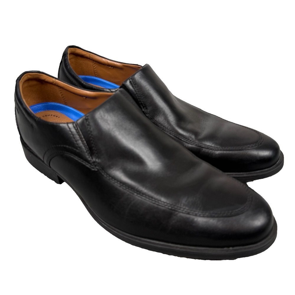 Clarks Whiddon Step Loafers Mens 11 Wide Black Leather Slip On Dress Shoes